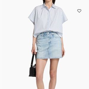 Rag & Bone Martha Light Blue and White Striped cotton Poplin Shirt, size L, EUC